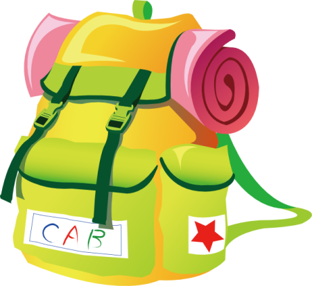 a backpack with a red star on it