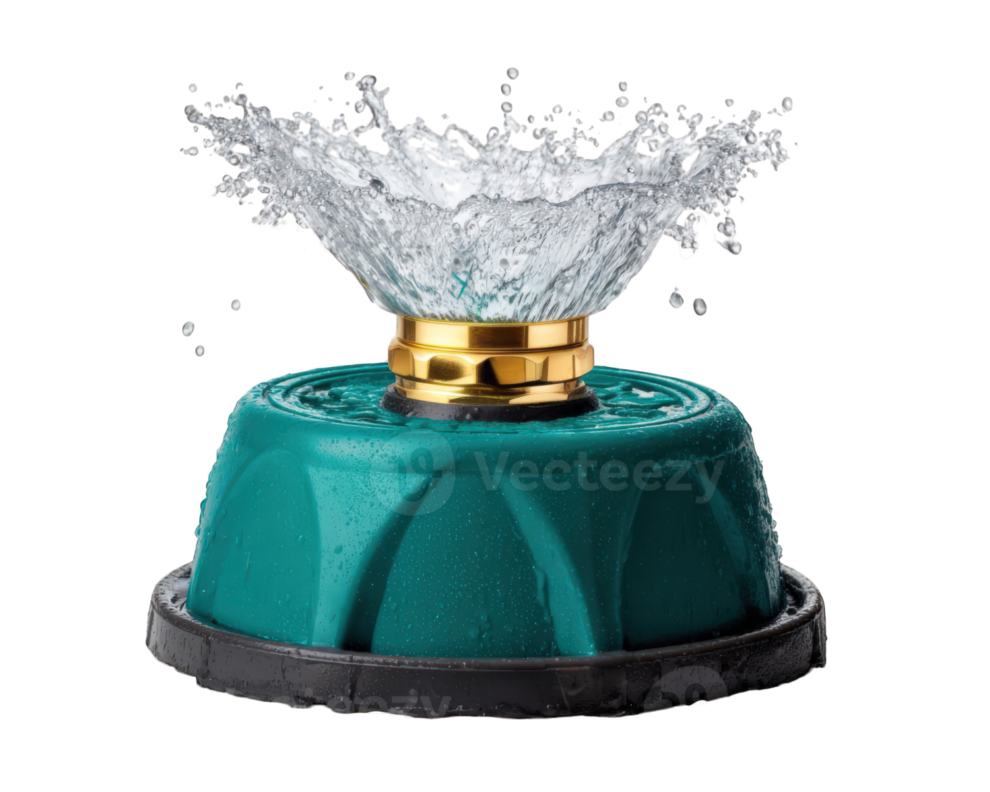 a green water fountain with a splash of water