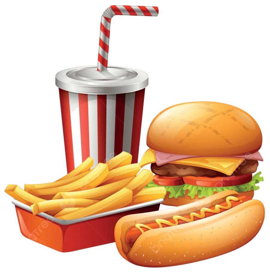 a hamburger and french fries with a drink