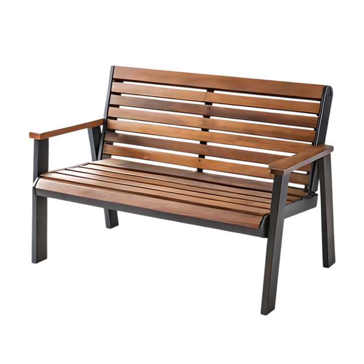a wooden bench on a white background