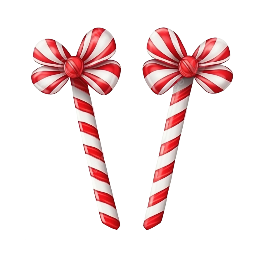two candy canes with red and white stripes
