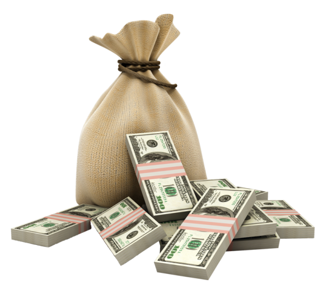a bag full of money on a white background