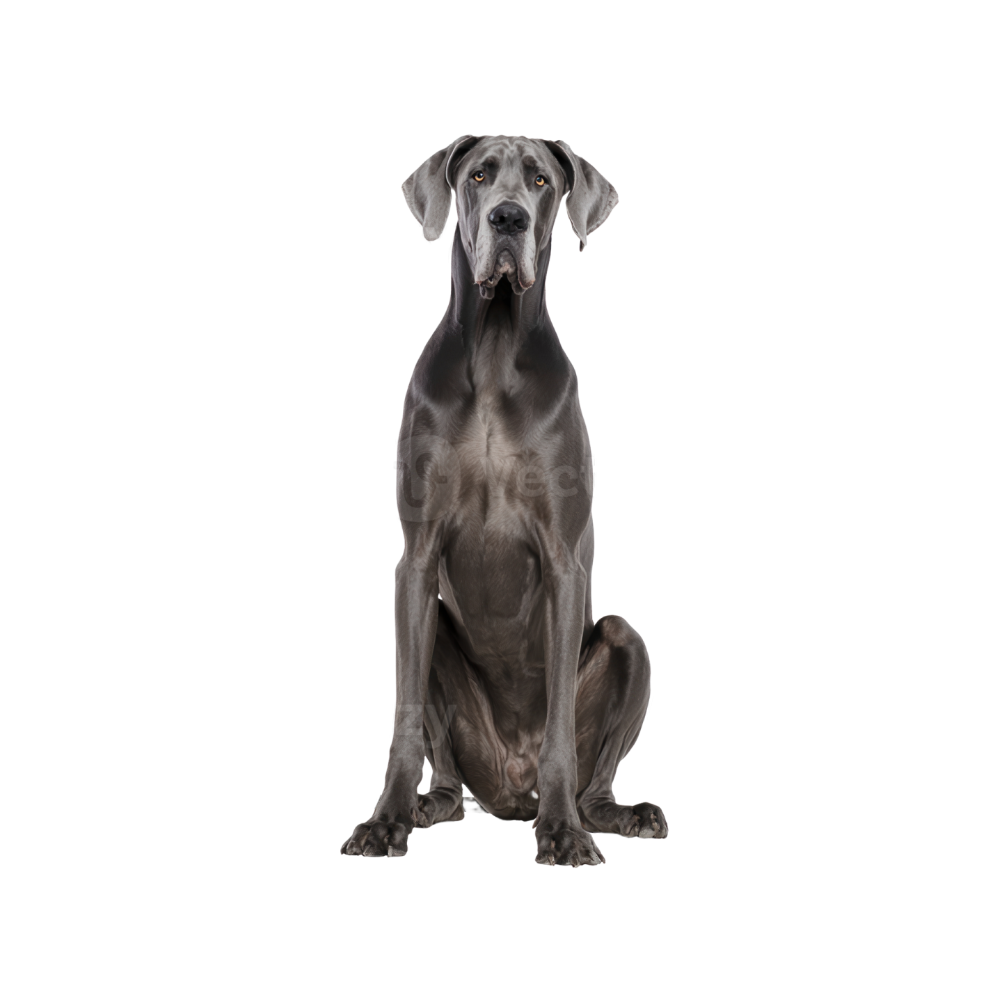 a great dane dog sitting in front of a white background