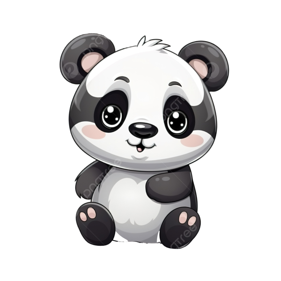 a cute panda bear sitting on the ground
