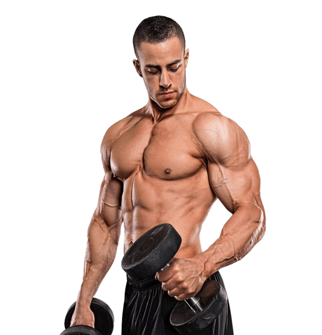 a man lifting weights with his hands