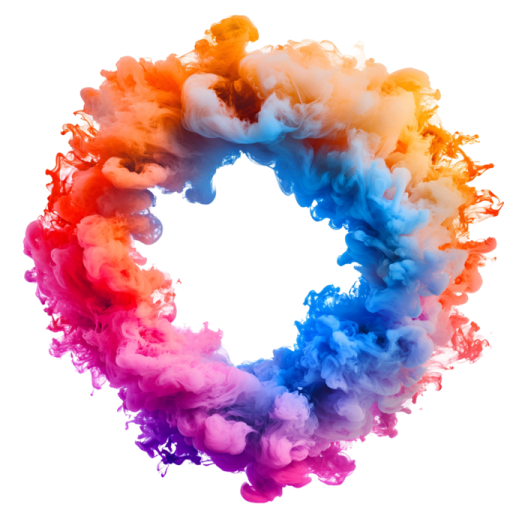 colored smoke in the shape of a circle