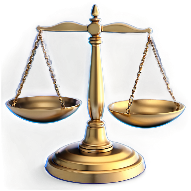 a golden balance scale on a white background
