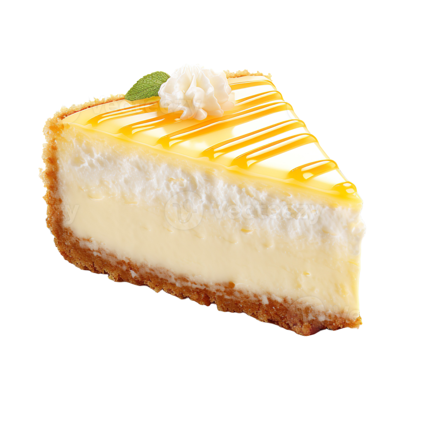 a piece of cheese cake on a white plate