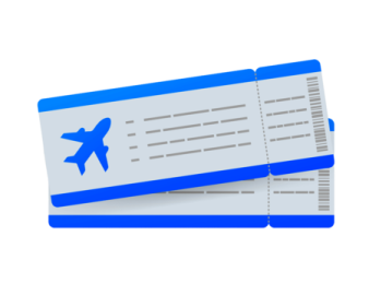two tickets with an airplane in the background