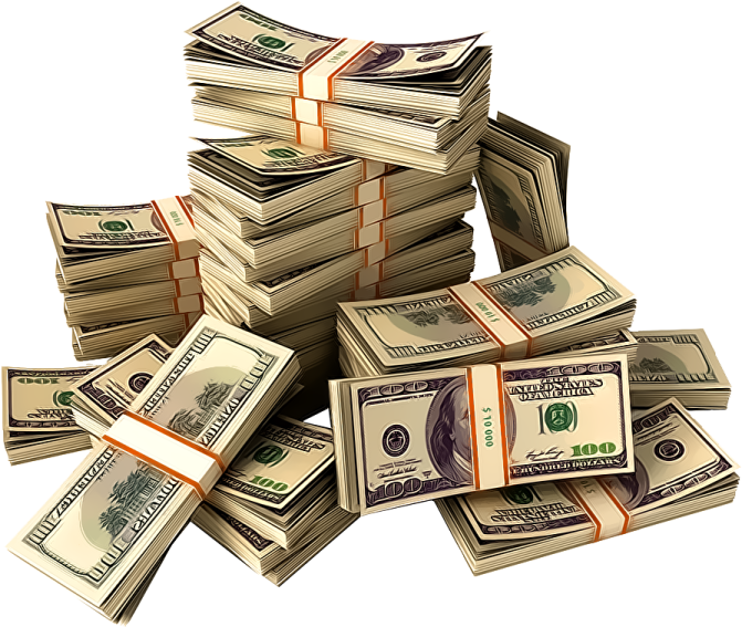 a pile of money on a white background