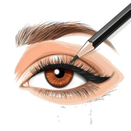 a drawing of an eye with a pencil