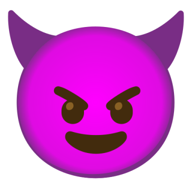 a purple ball with an angry face on it