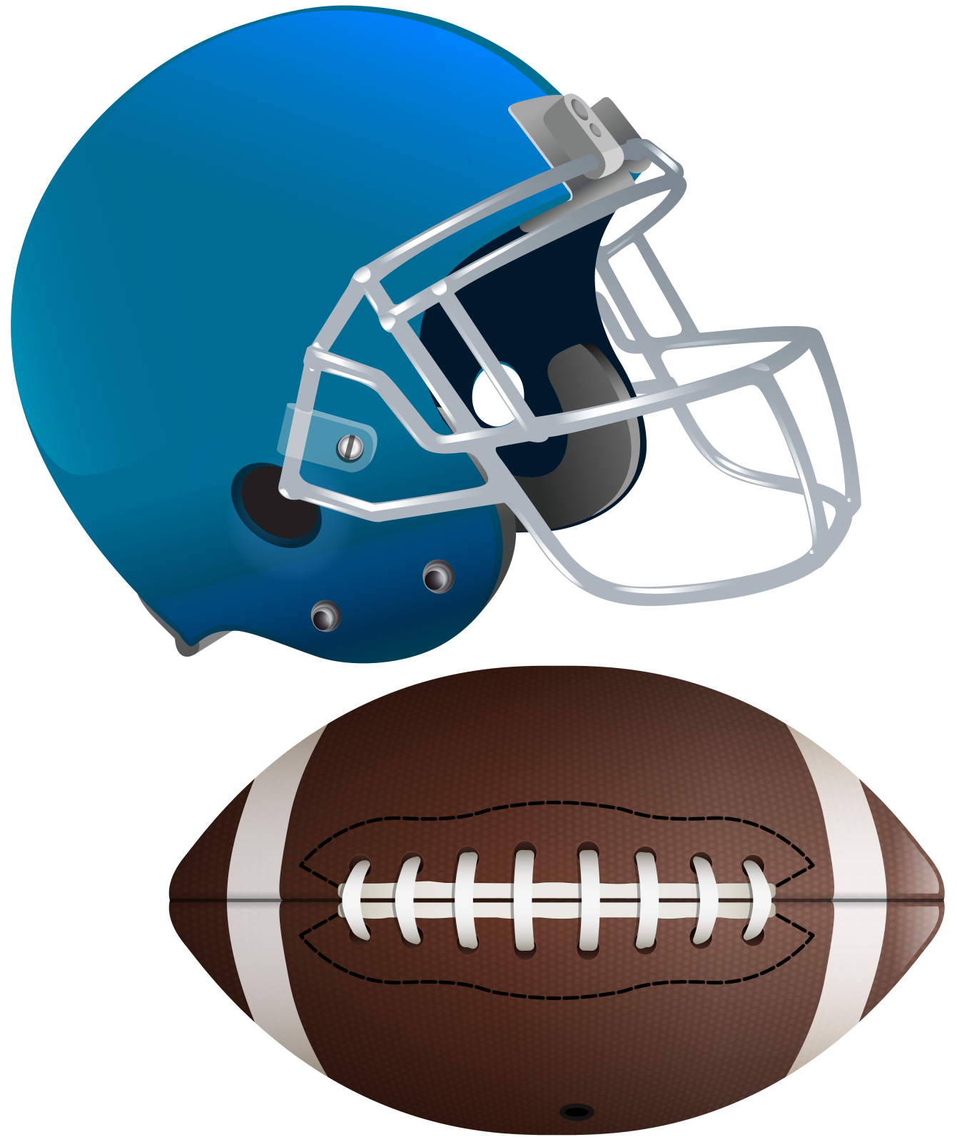 a football helmet and an american football