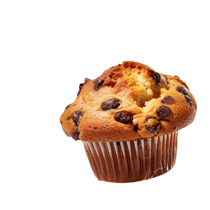 a chocolate chip muffin with chocolate chips on top
