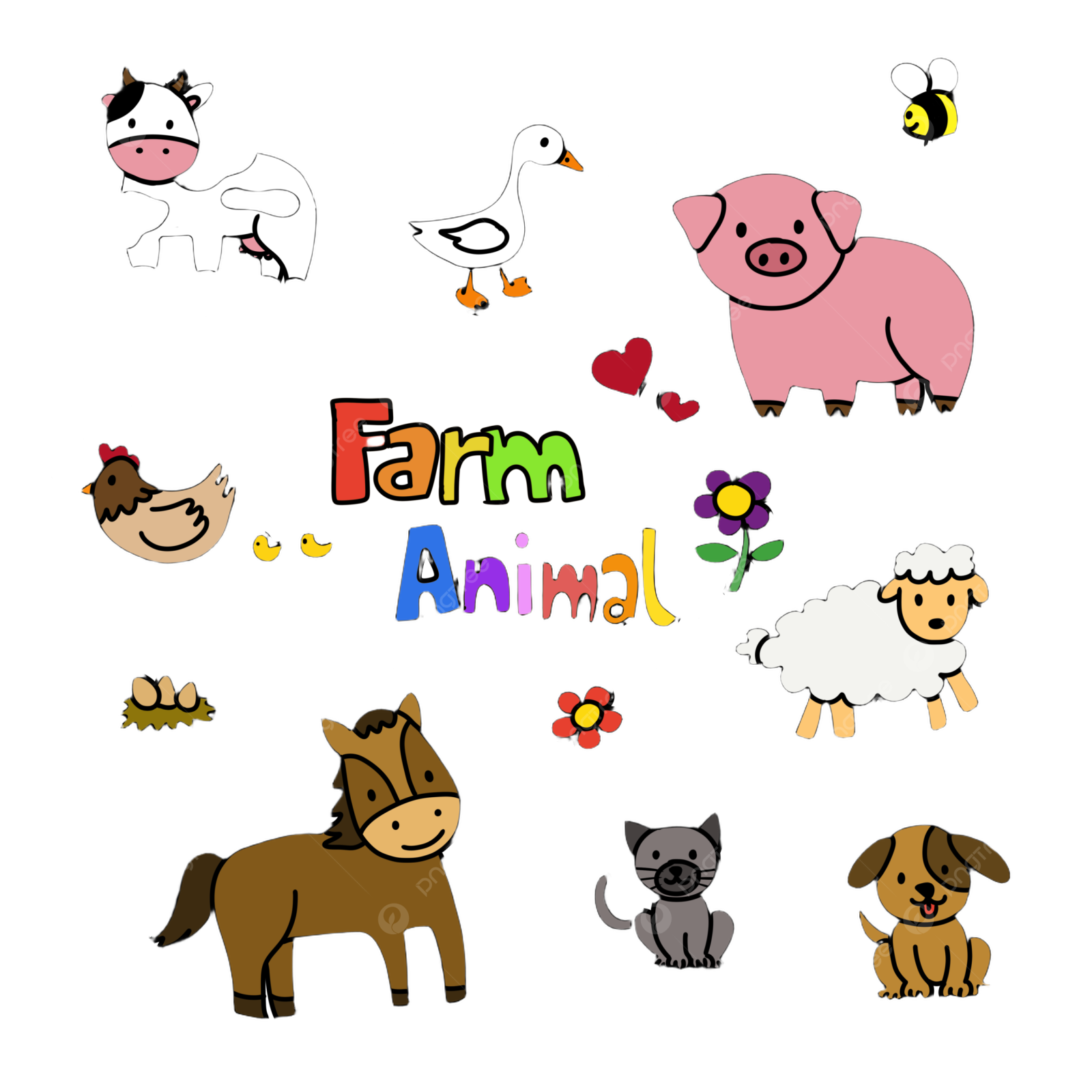 a bunch of farm animals