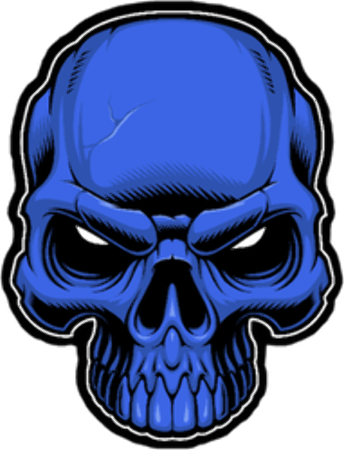 a blue skull on a white background