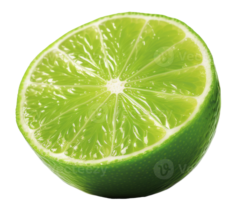 a slice of lime on a white background