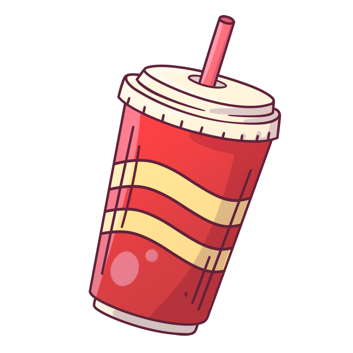 a red drink with a straw in it