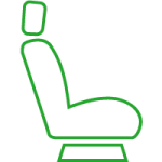 a green chair with a white background