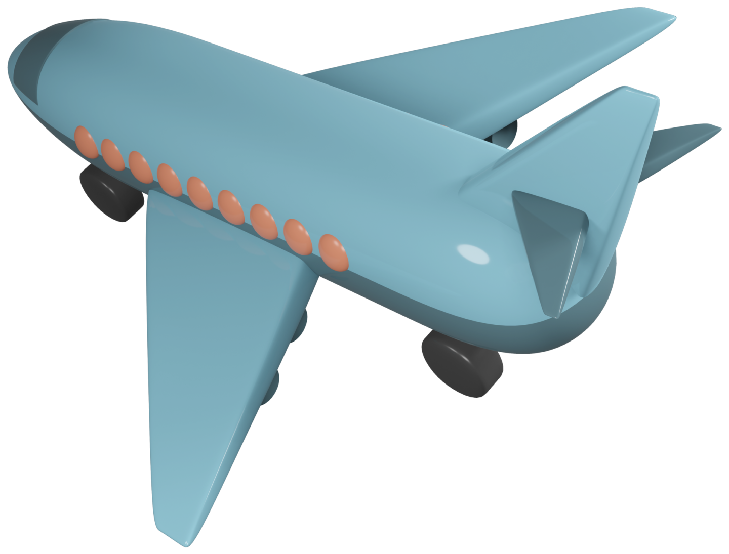 a blue toy airplane on a white background