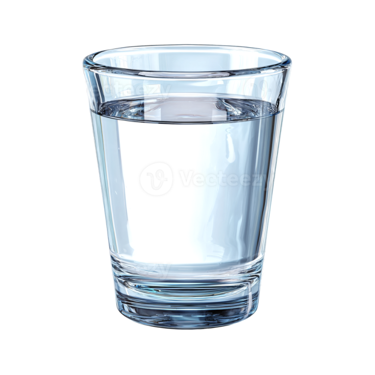 glass of water on a white background