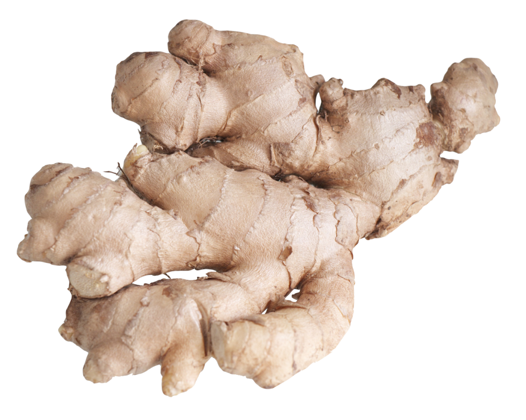 a pile of ginger root on a white background