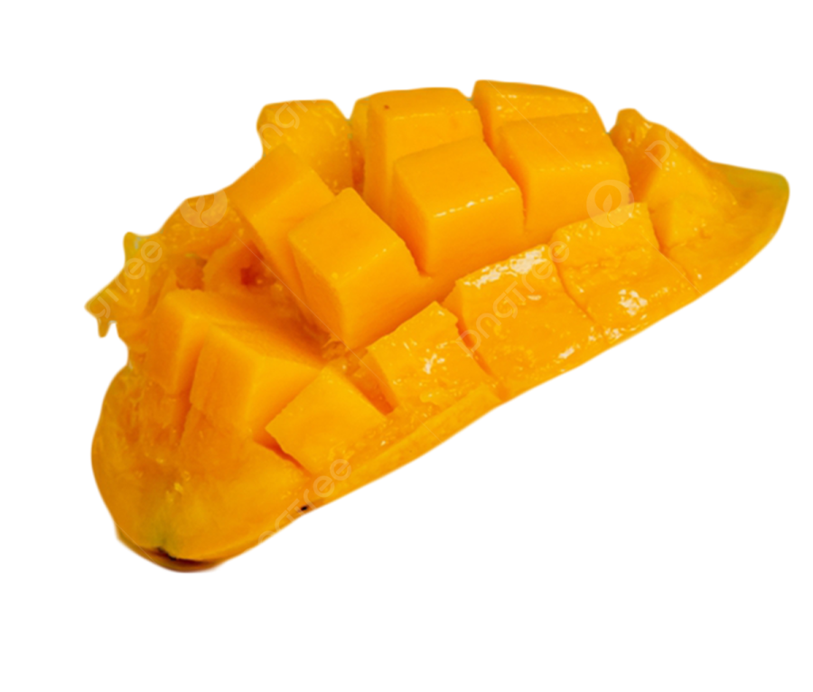 a sliced mango on a white background