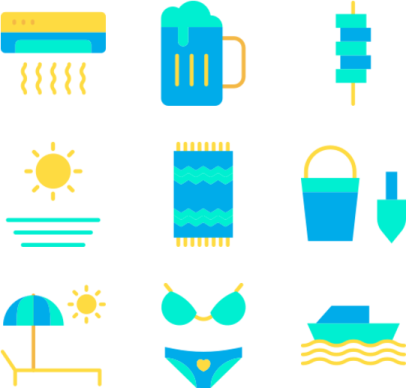 a set of beach icons