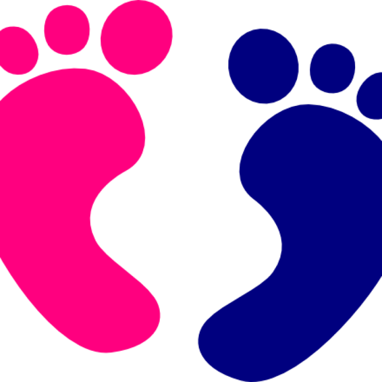 a pair of pink and blue footprints