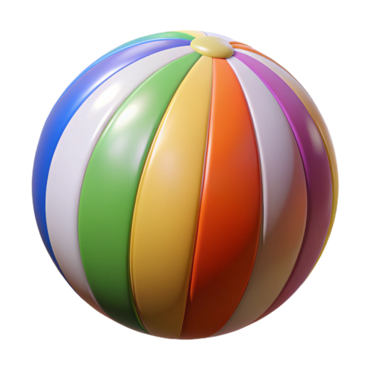 a colorful beach ball on a white background