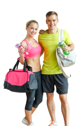 a man and woman standing next to each other people