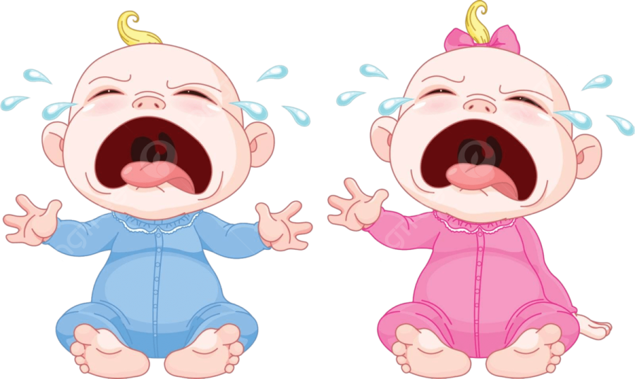 two babies crying and crying
