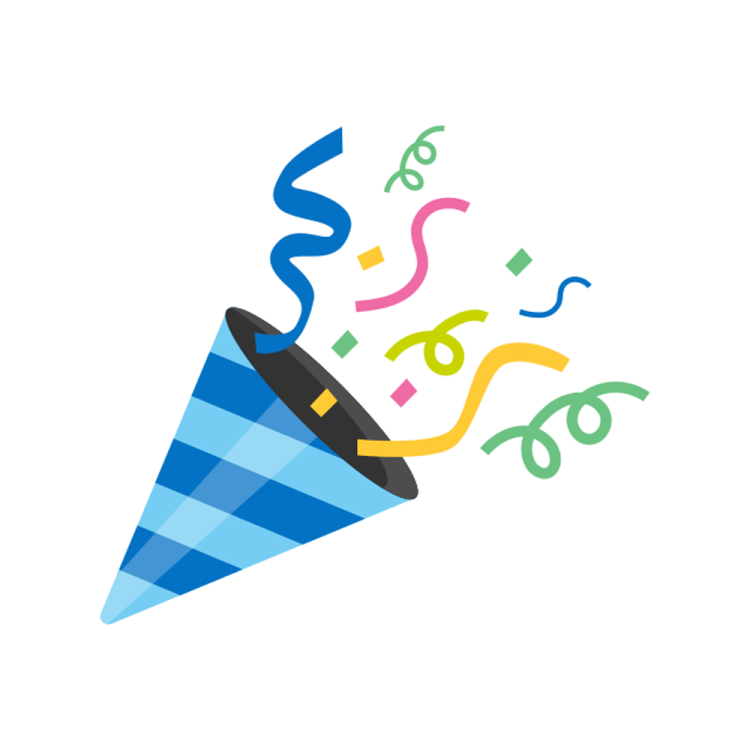 a party hat with streamers coming out of it