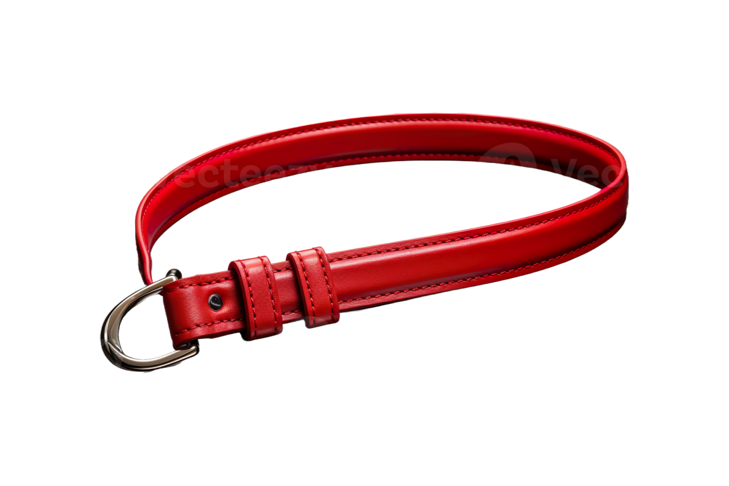 a red leather dog collar on a white background