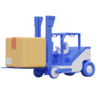 a forklift truck with a box on it