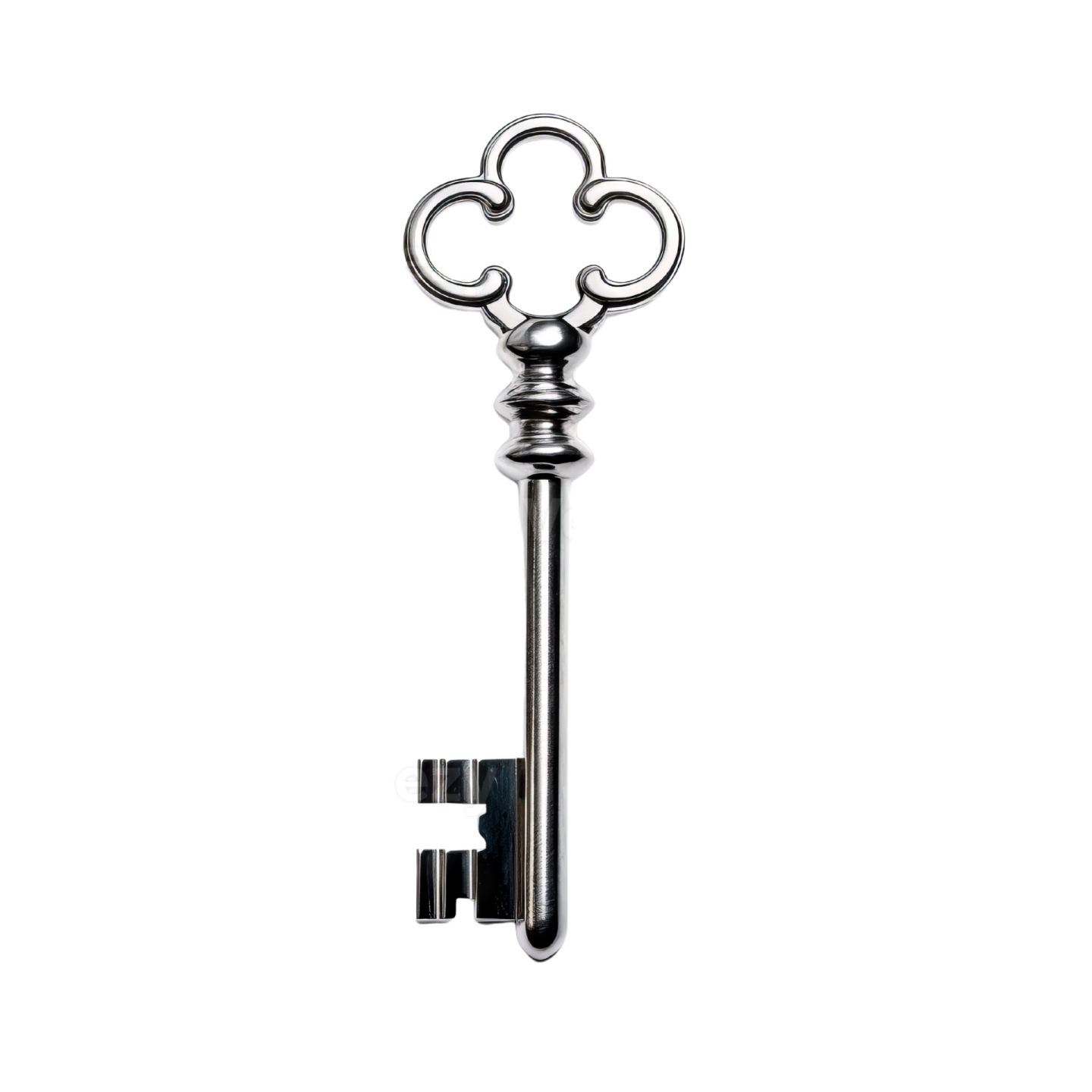 an old key on a white background