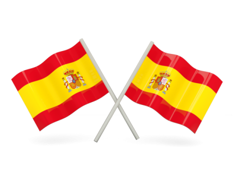 two spanish flags on a white background