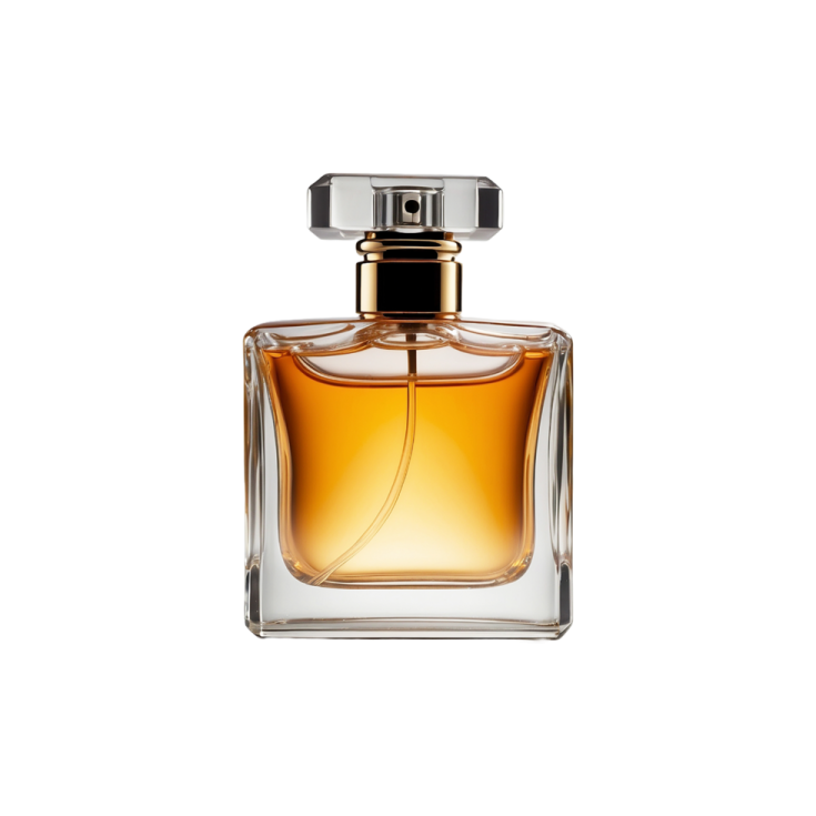 a bottle of perfume on a white background