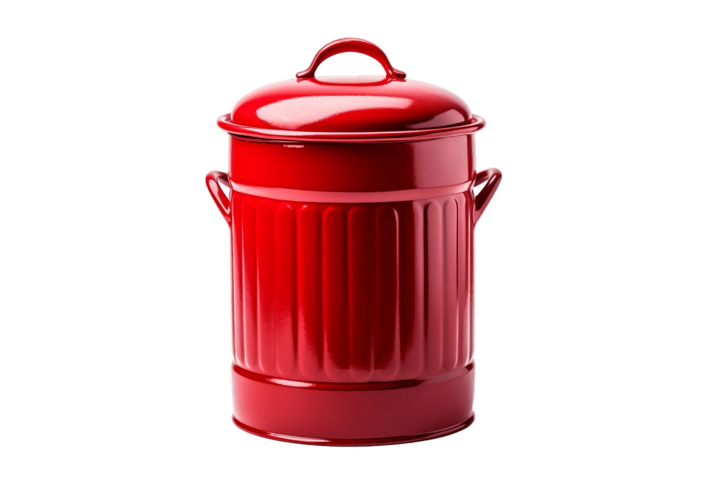 a red trash can on a white background