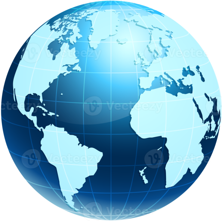 a blue globe on a white background