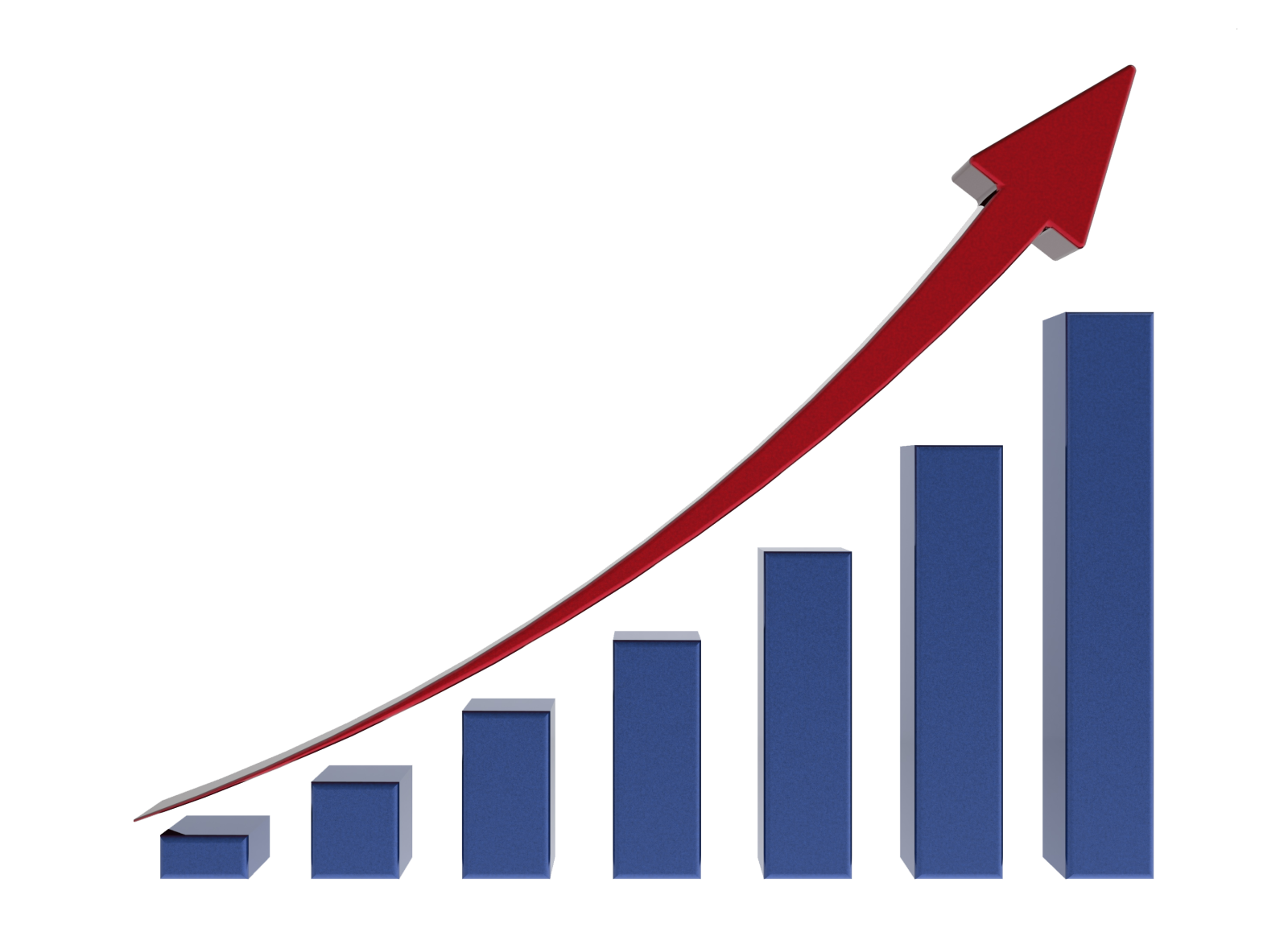 a red arrow on top of a bar chart