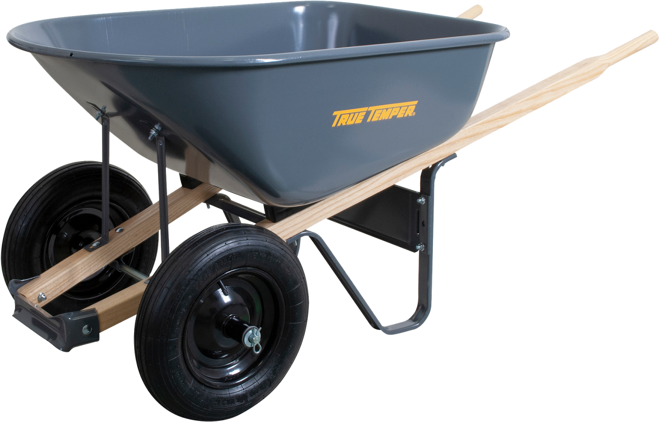 a wheel with a wooden handle and wheels