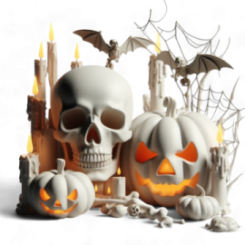 a group of halloween pumpkins with bats and bats
