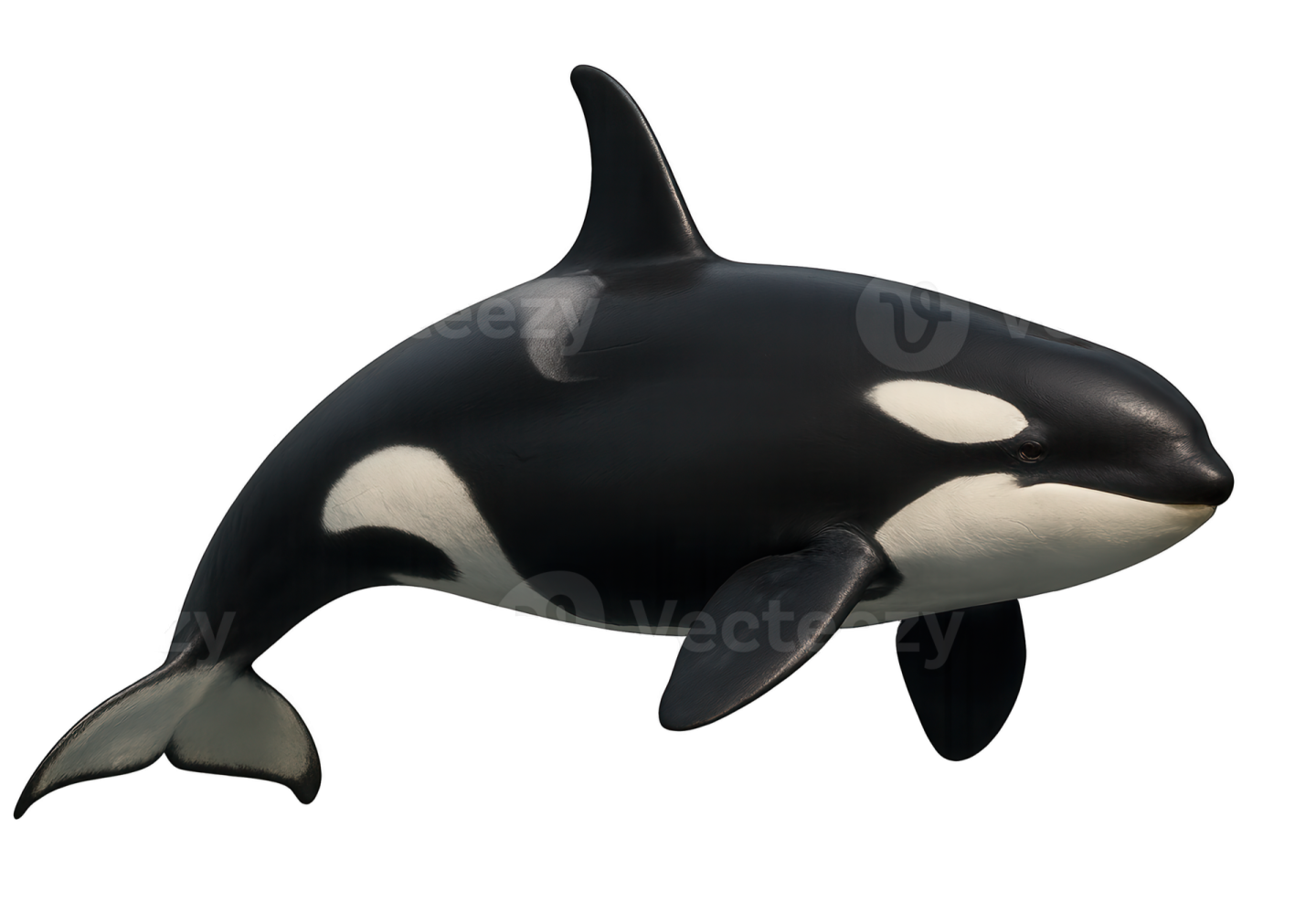 a black and white orca whale in the ocean