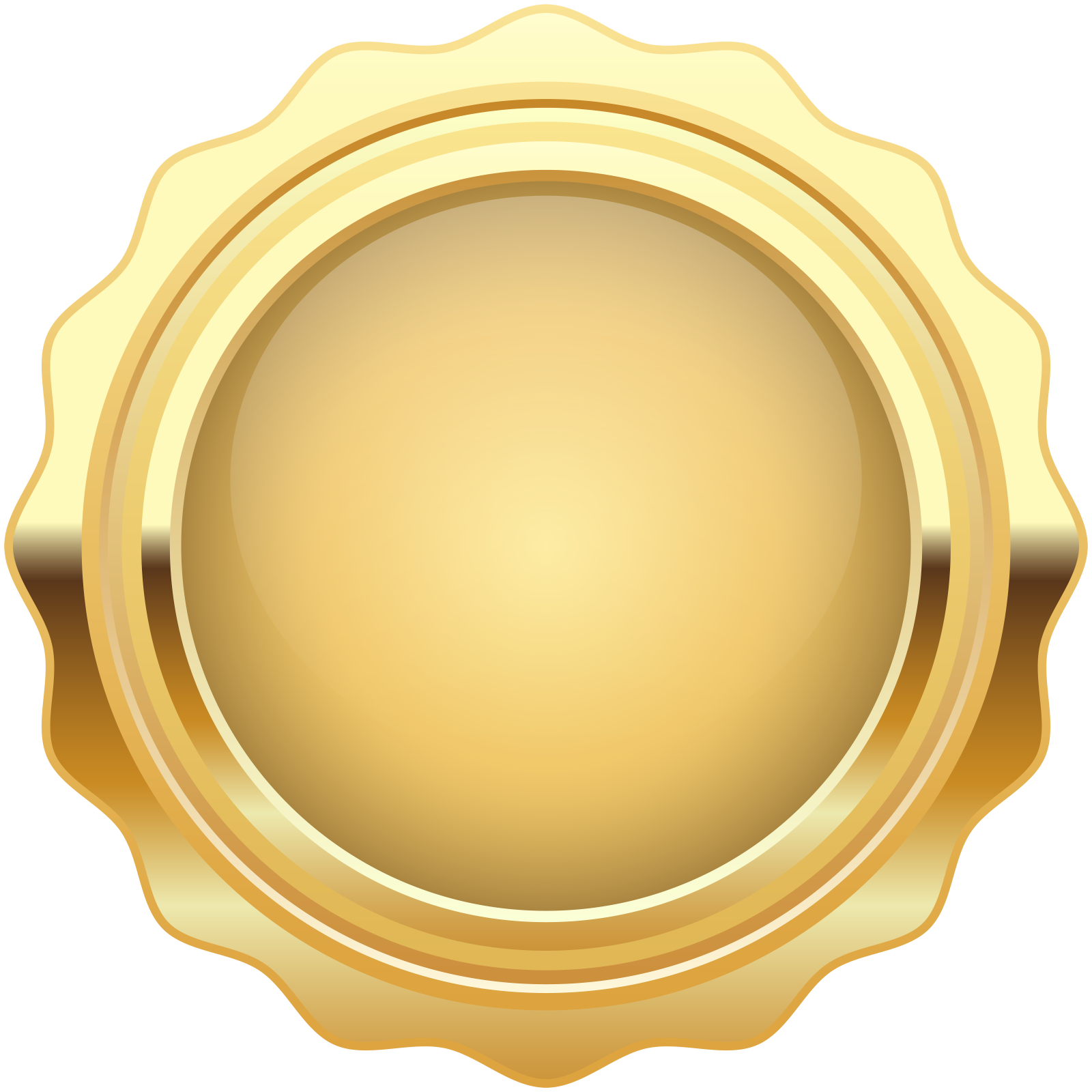 a gold seal on a white background