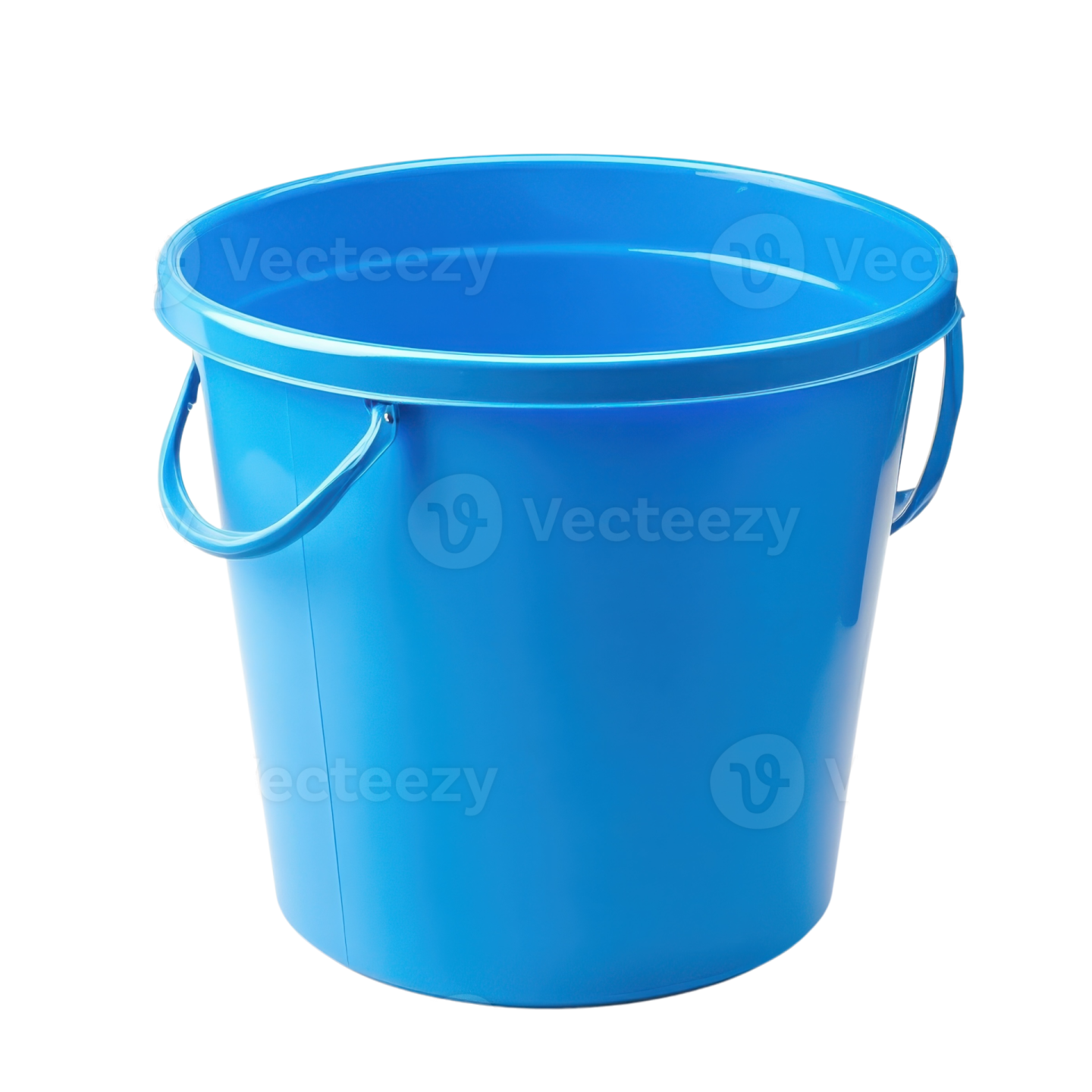 a blue bucket on a white background