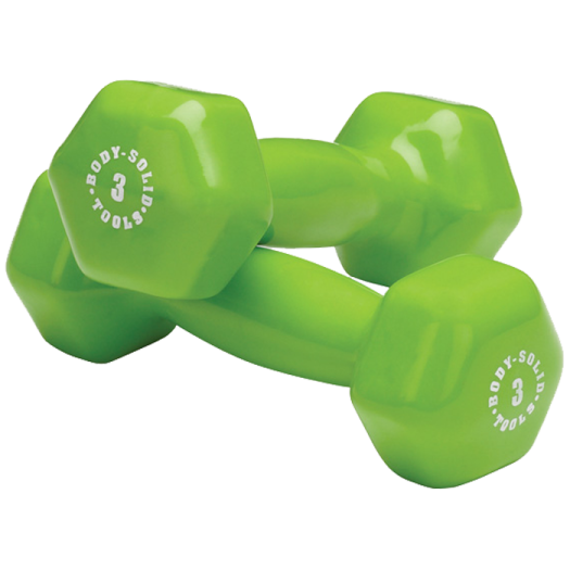 a pair of green rubber hex dumbs