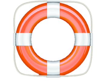 an orange and white life ring