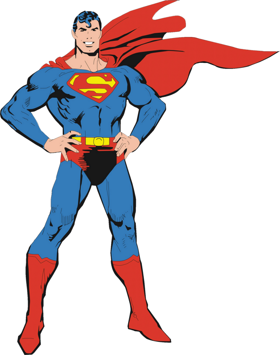 a superman standing with his hands on his hips