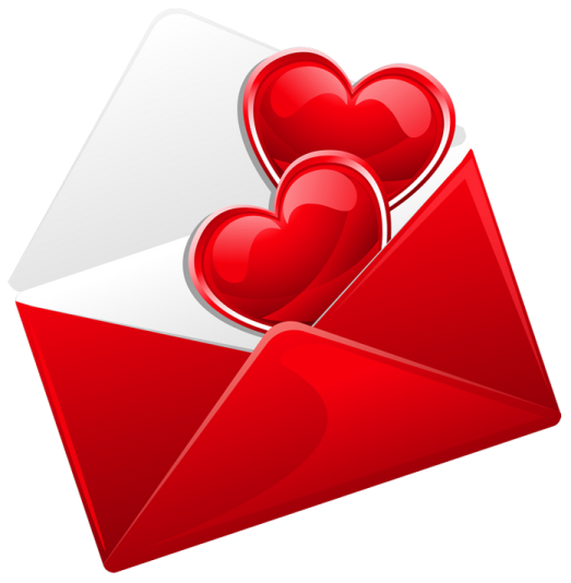 a red envelope with two hearts inside